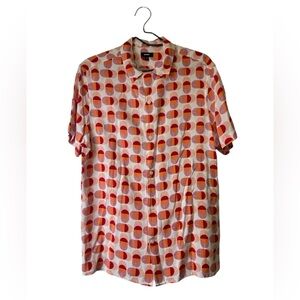 Express Men’s Retro Geometric Print Short Sleeve Shirt 100% Rayon Size Medium